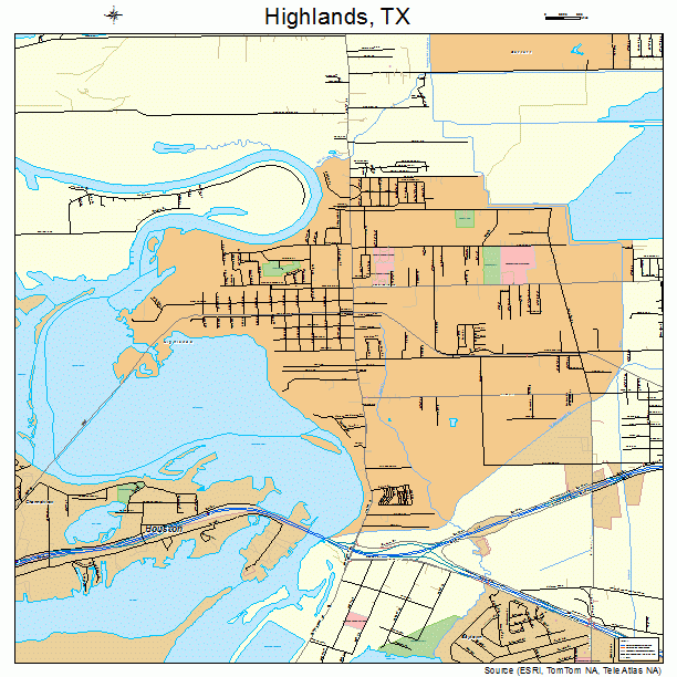 Highlands, TX street map