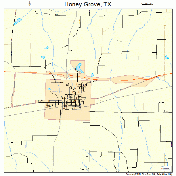 Honey Grove, TX street map