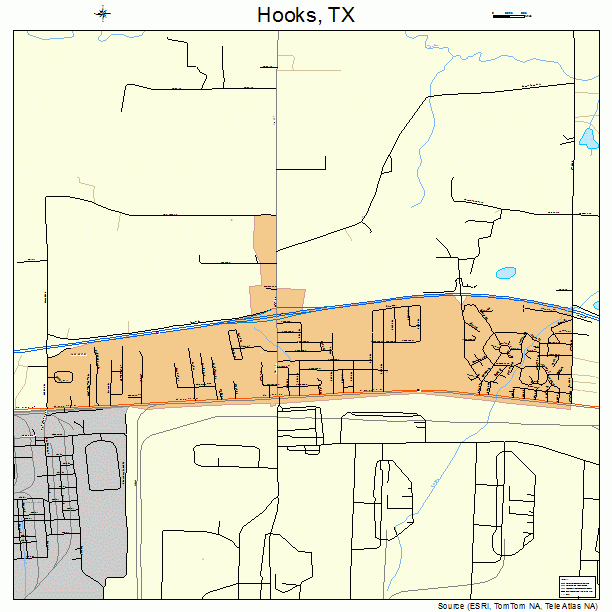 Hooks, TX street map
