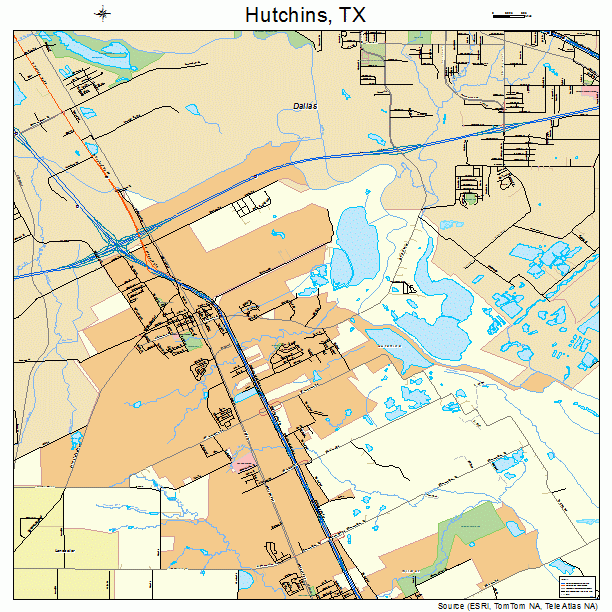 Hutchins, TX street map