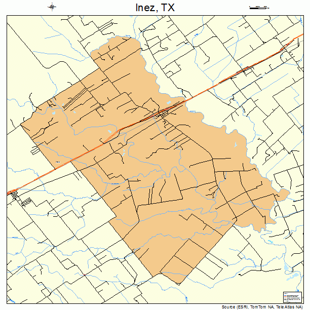 Inez, TX street map