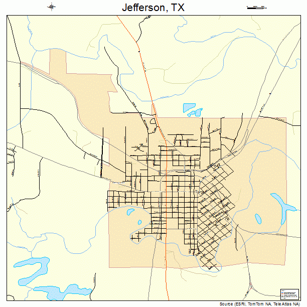 Jefferson, TX street map