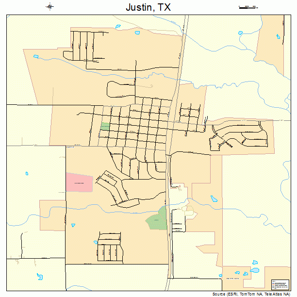 Justin, TX street map