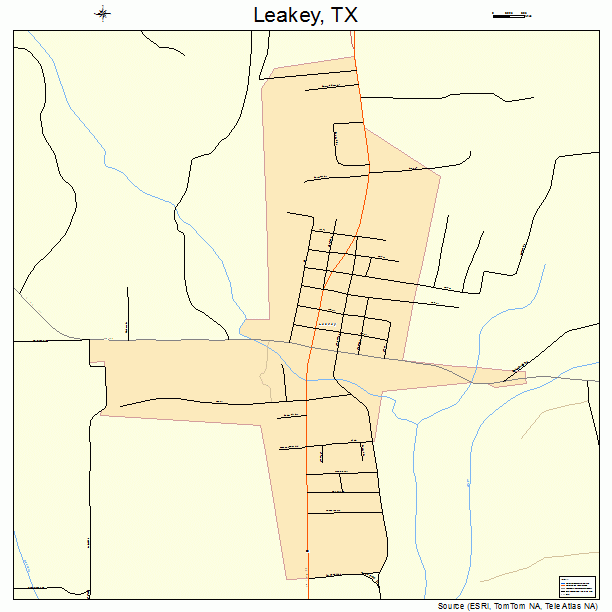 Leakey, TX street map