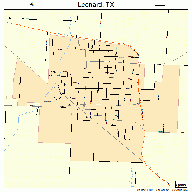 Leonard, TX street map