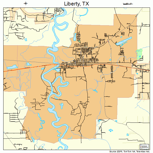 Liberty, TX street map