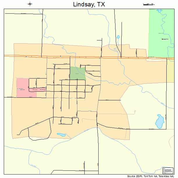 Lindsay, TX street map