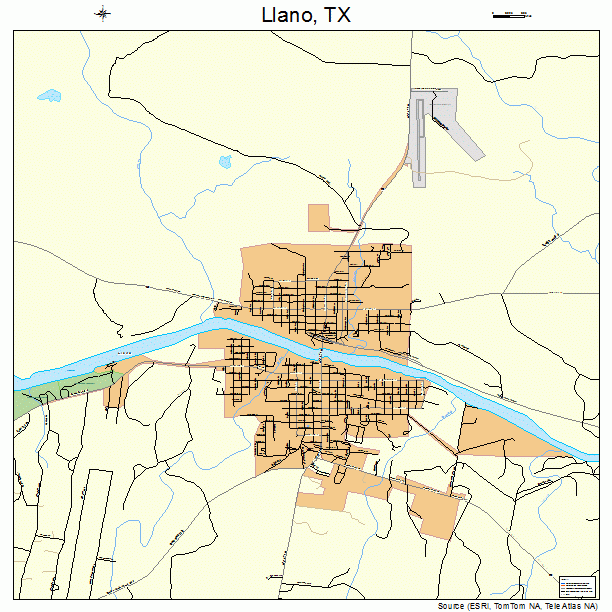 Llano, TX street map