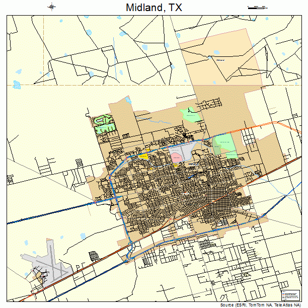 Full Size Texas Map Midland