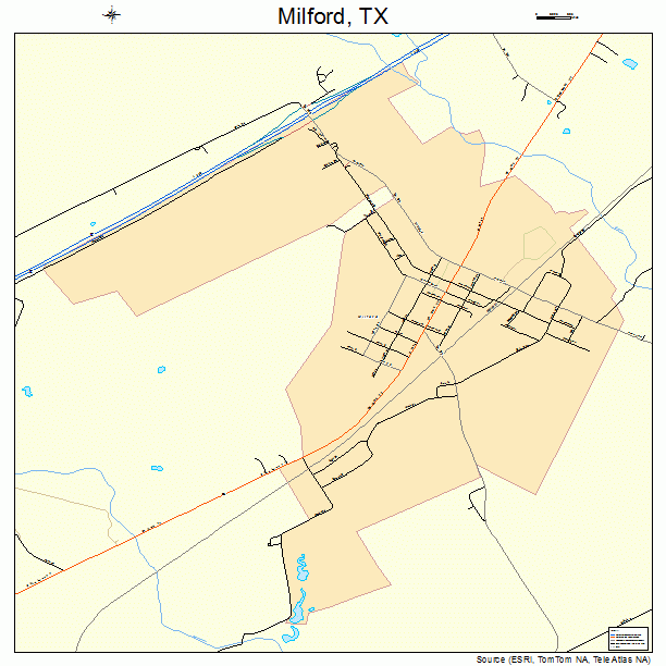 Milford, TX street map