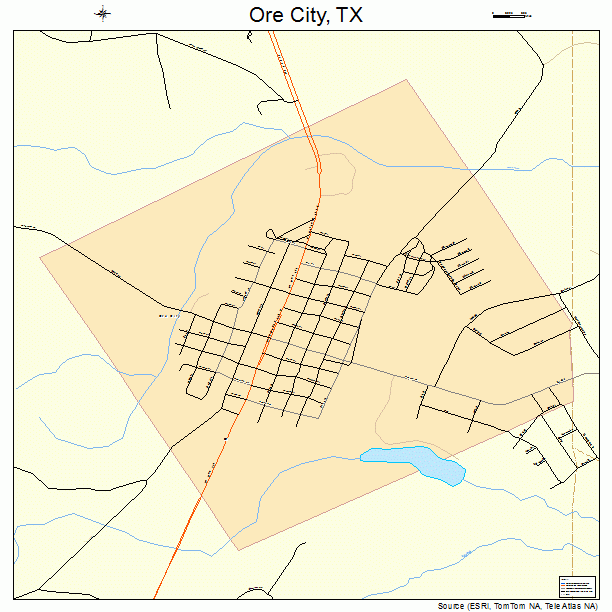 Ore City, TX street map