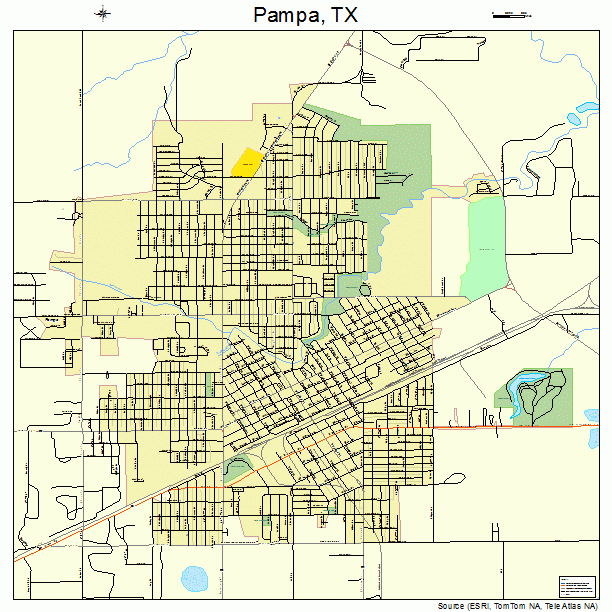 Pampa, TX street map