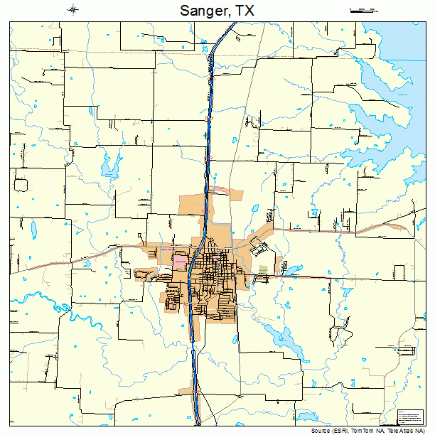 Sanger, TX street map