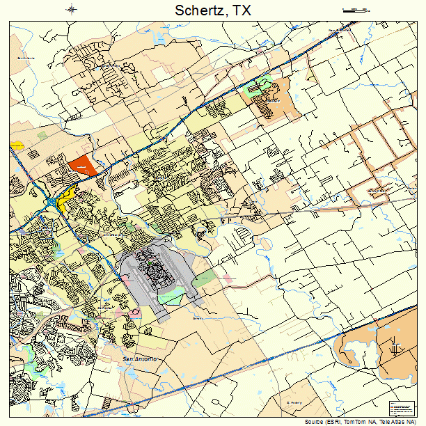 Schertz, TX street map