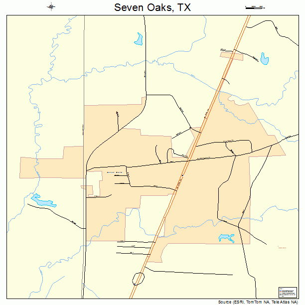Seven Oaks, TX street map