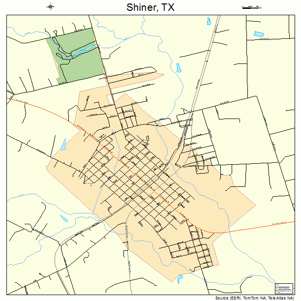 Shiner, TX street map