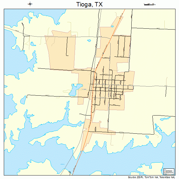 Tioga, TX street map