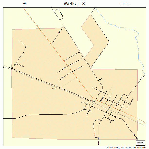 Wells, TX street map