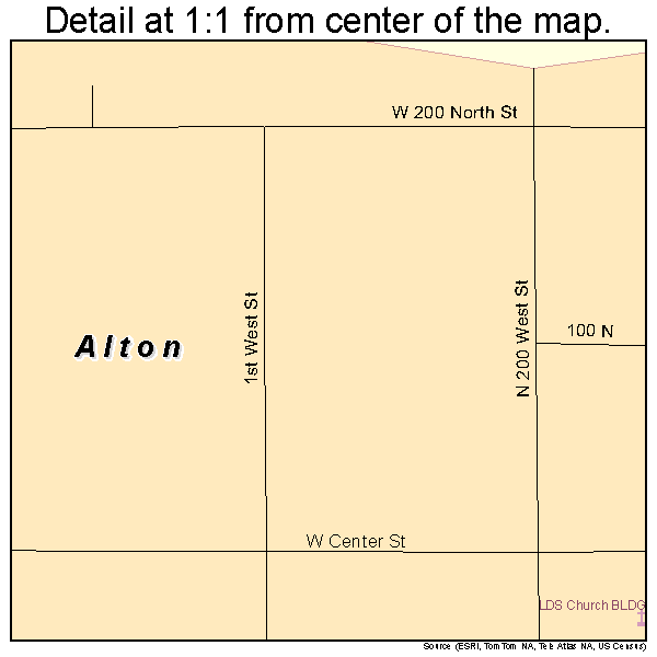 Alton, Utah road map detail