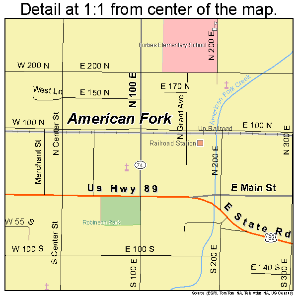 American Fork, Utah road map detail