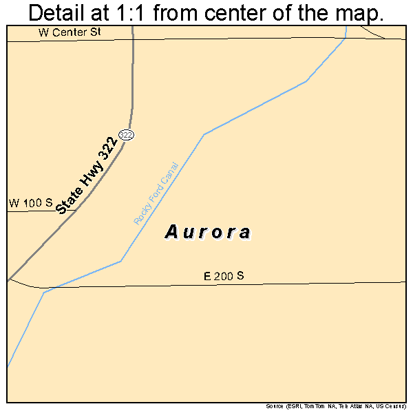 Aurora, Utah road map detail