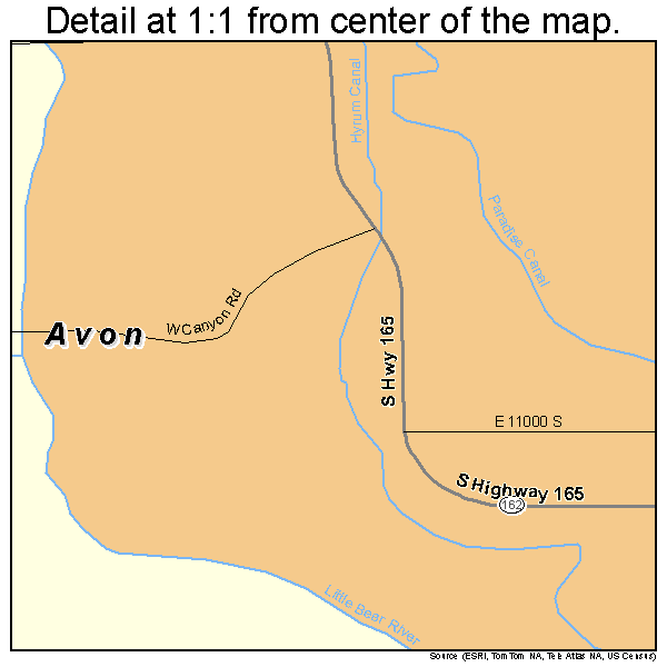 Avon, Utah road map detail