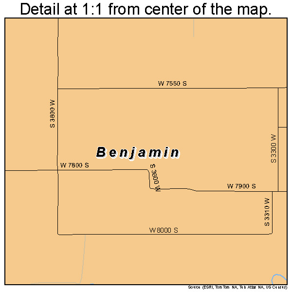 Benjamin, Utah road map detail