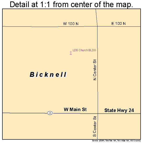 Bicknell, Utah road map detail