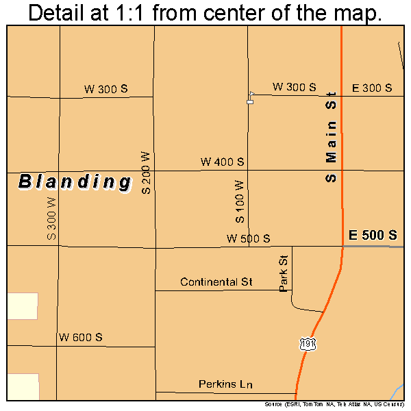 Blanding, Utah road map detail
