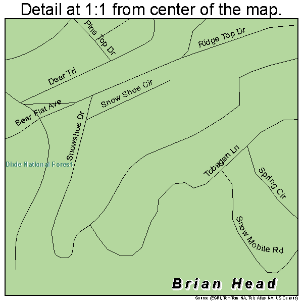 Brian Head, Utah road map detail