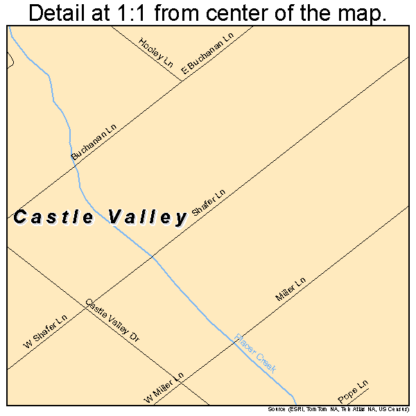 Castle Valley, Utah road map detail