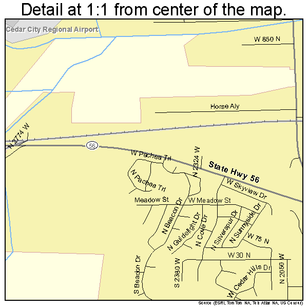Cedar City, Utah road map detail