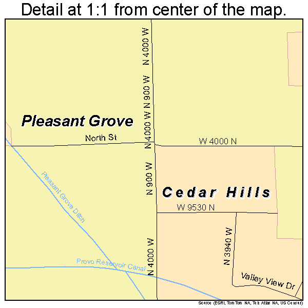 Cedar Hills, Utah road map detail
