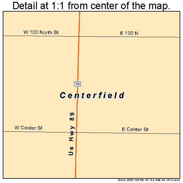 Centerfield, Utah road map detail