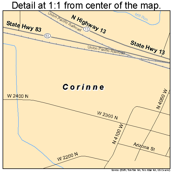 Corinne, Utah road map detail