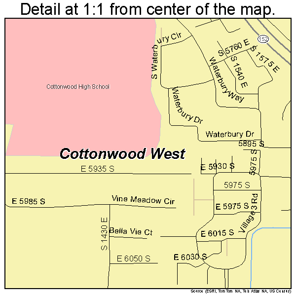 Cottonwood West, Utah road map detail