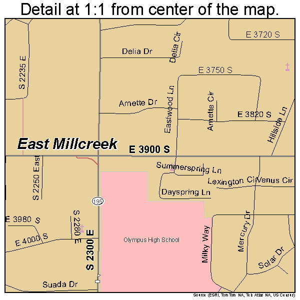 East Millcreek, Utah road map detail