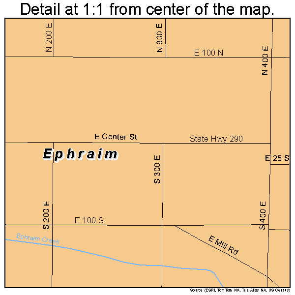 Ephraim, Utah road map detail