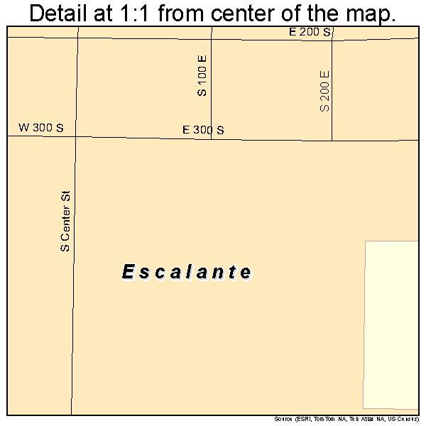 Escalante, Utah road map detail