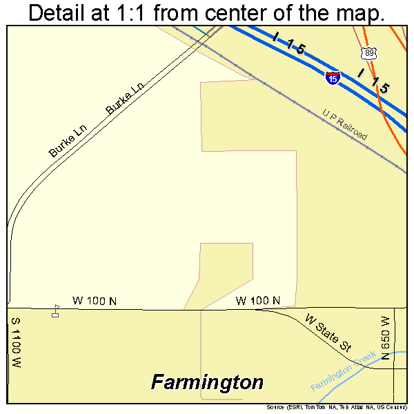 Farmington, Utah road map detail