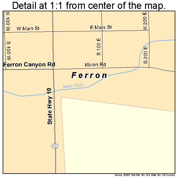 Ferron, Utah road map detail