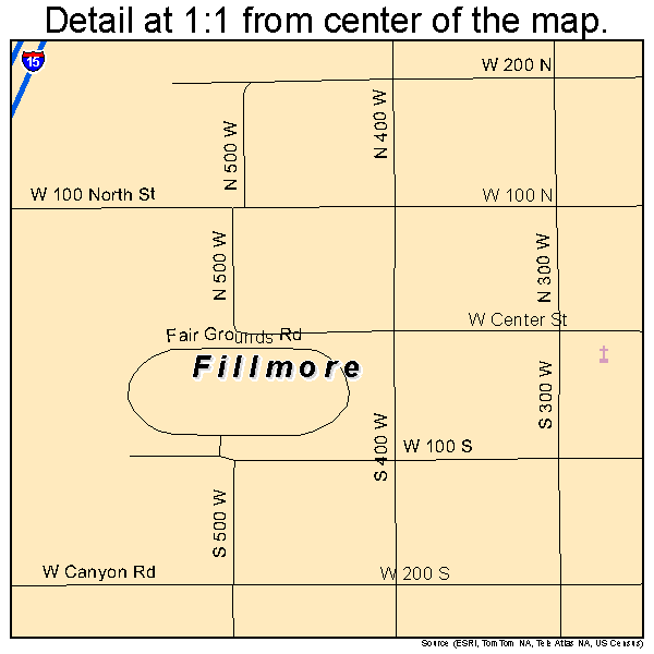 Fillmore, Utah road map detail
