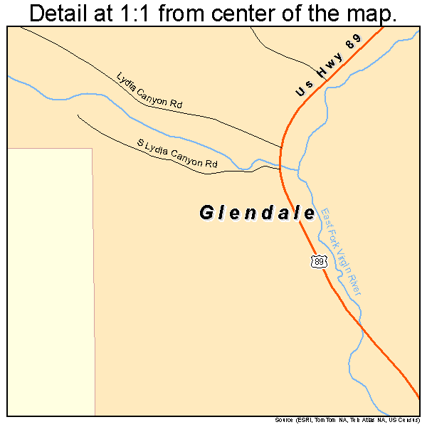 Glendale, Utah road map detail