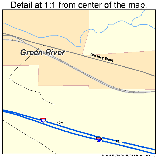 Green River, Utah road map detail