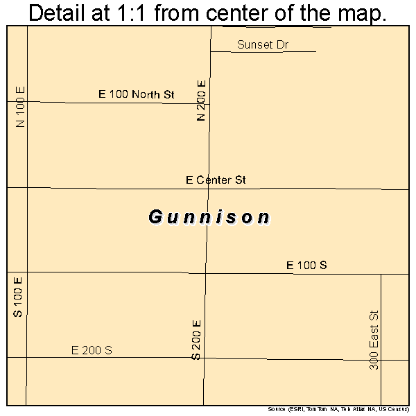Gunnison, Utah road map detail