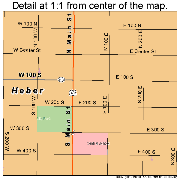 Heber, Utah road map detail