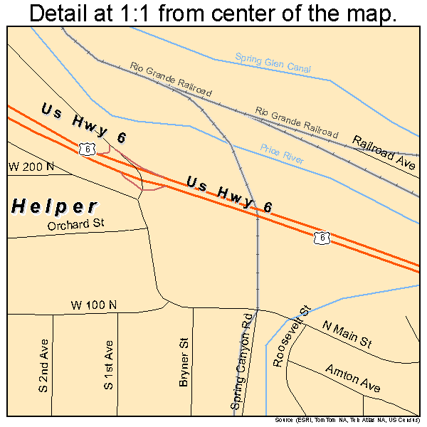 Helper, Utah road map detail