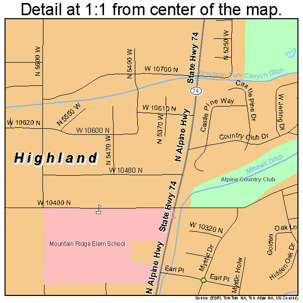 Highland, Utah road map detail