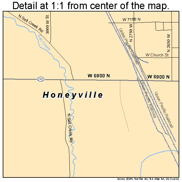 Honeyville, Utah road map detail