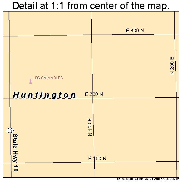 Huntington, Utah road map detail
